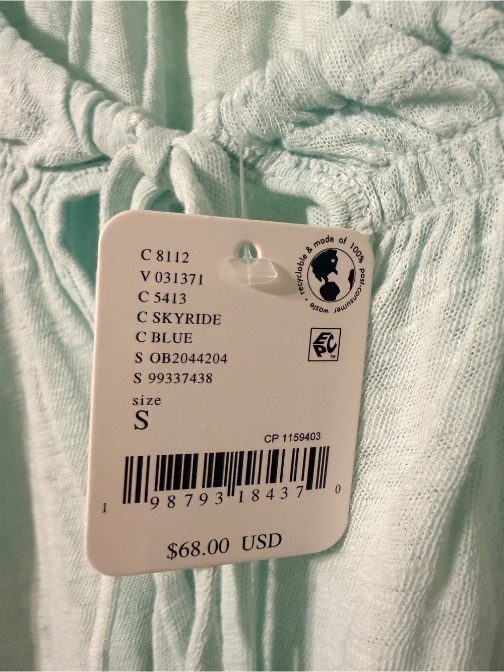 Free People Light Blue Tie-Front Peasant Crop Top - Picture 4 of 4